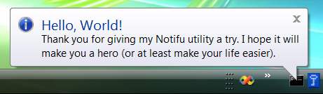 IUserNotification (Notifu) screen shot on Vista